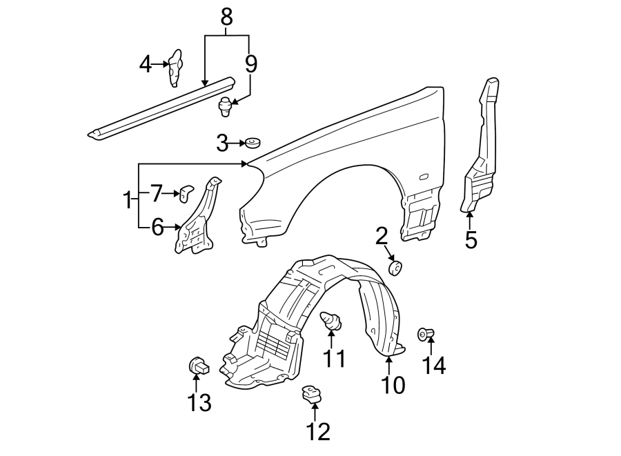 5387950010 - Lexus Fender. Liner. Retainer. Extension. Nut. (Front). #3 ...